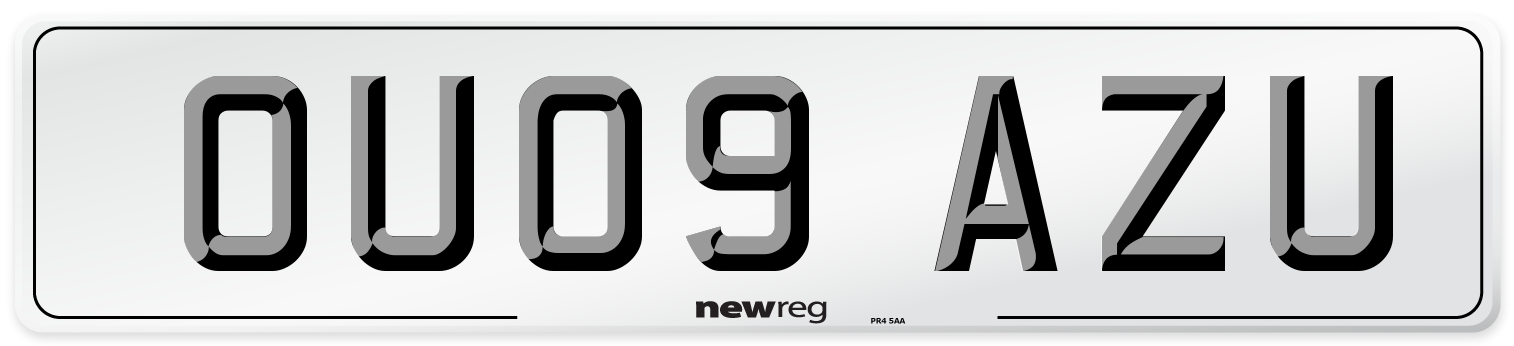 OU09 AZU Number Plate from New Reg
